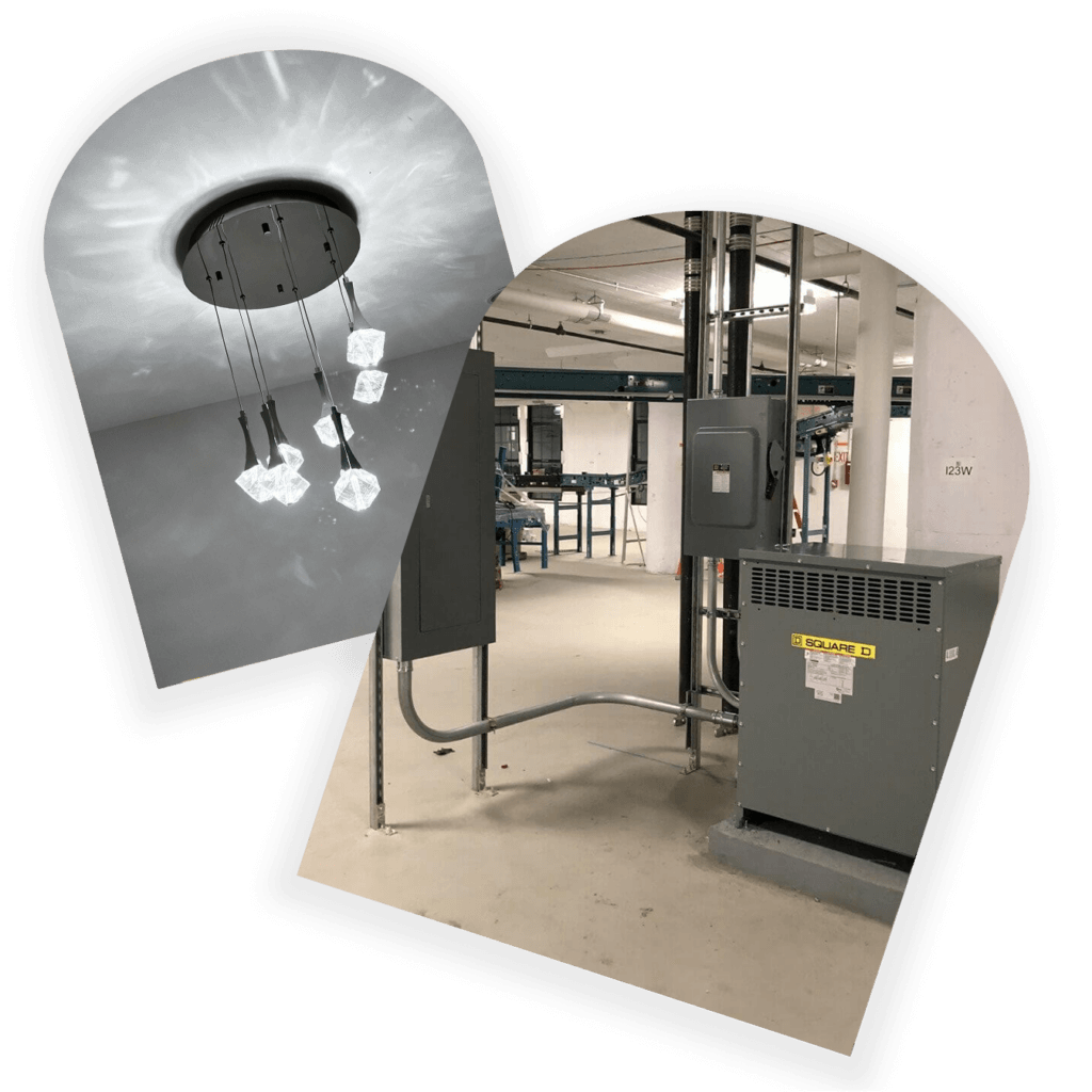 Modern lighting fixture and electrical panel installation